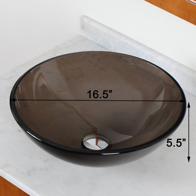 Elite Bathroom Natural Clear Brown Tempered Glass Vessel Sink