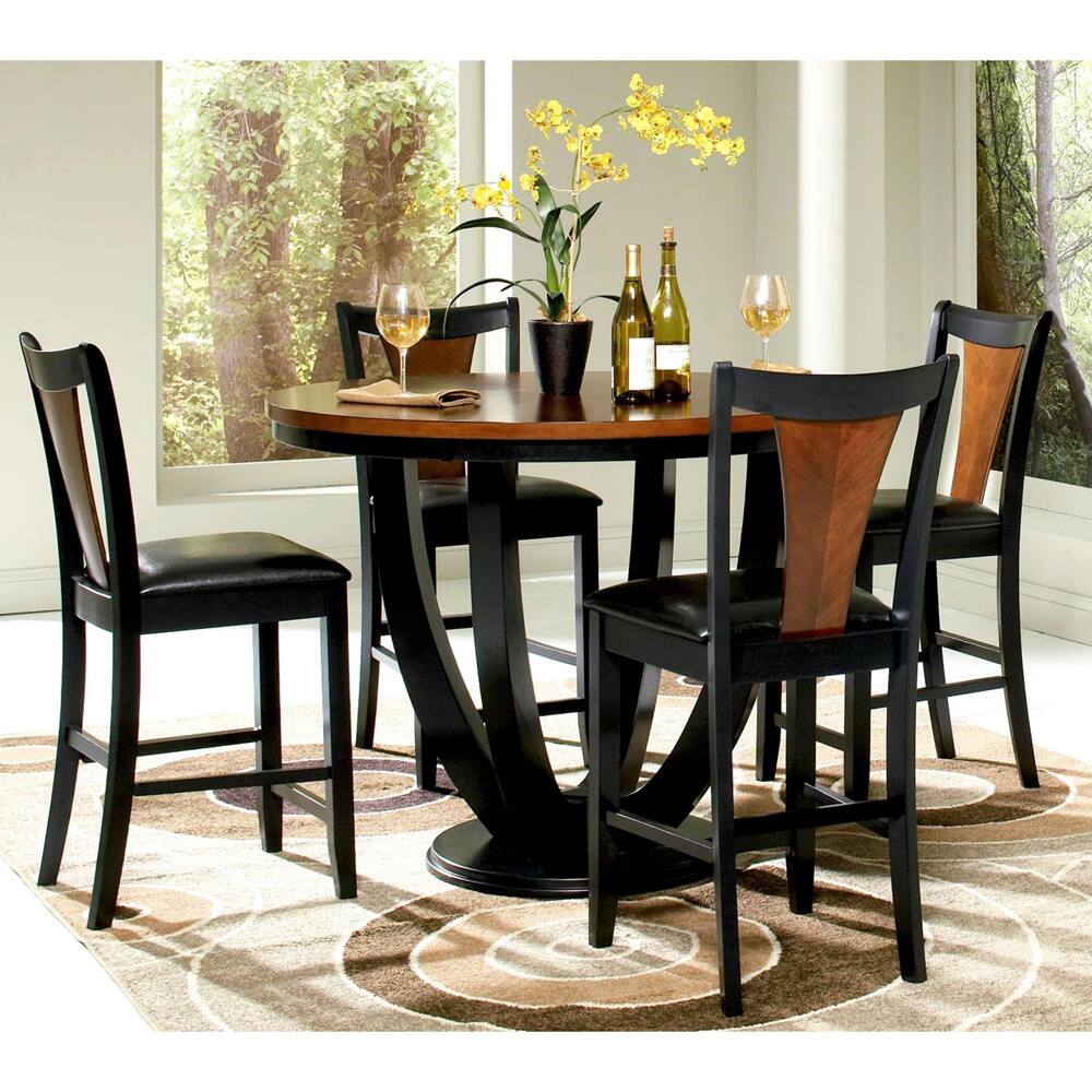 Besancon Two-tone Black/Cherry 5-piece Counter Height Dining Set