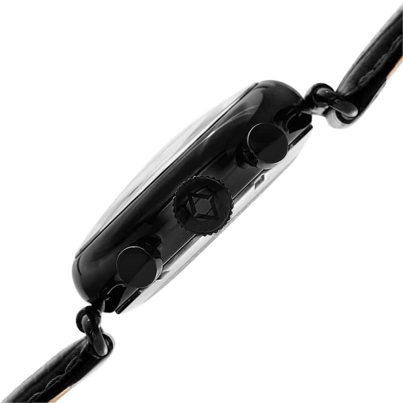 Akribos XXIV Men's Chronograph Black Leather Strap Watch