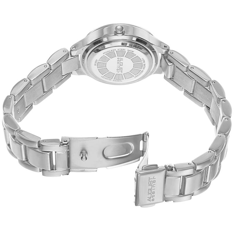 August Steiner Women's Swiss Quartz Mother of Pearl Dial Silver-Tone Bracelet Watch
