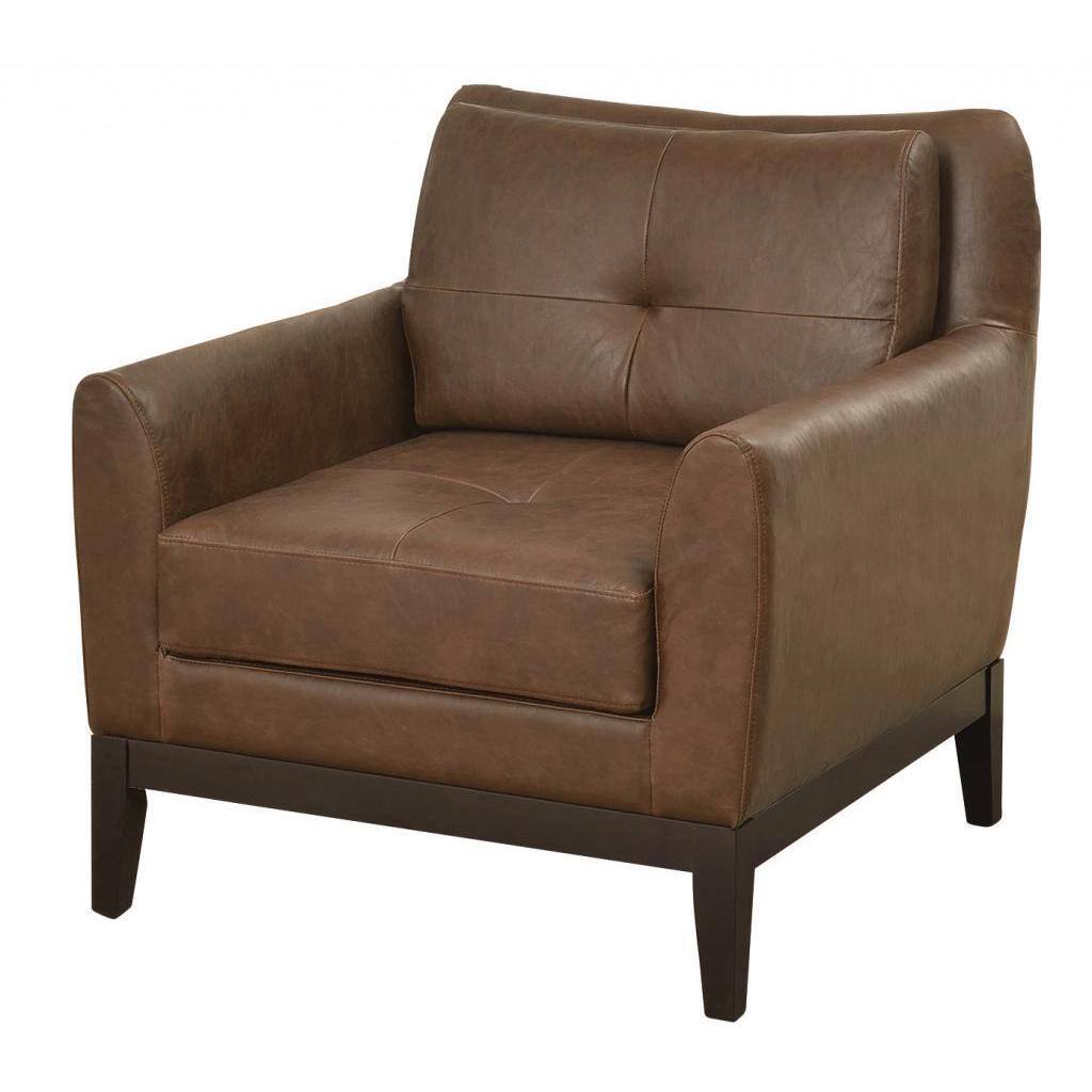 Foster Faux Leather Accent Chair with Wood Detail