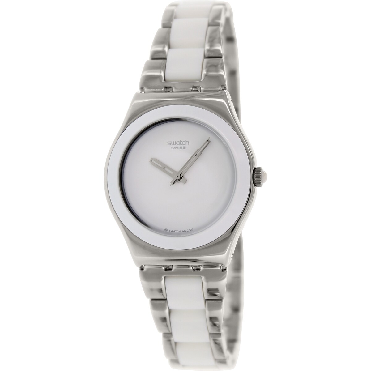 reloj swatch plateado mujer
