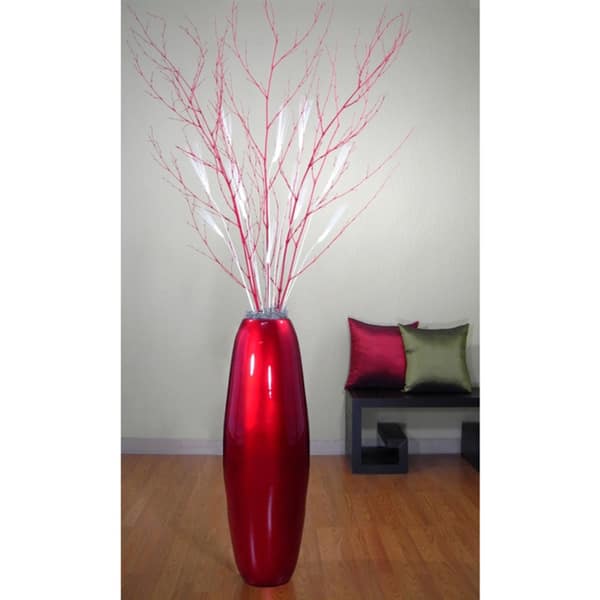 Shop Red Lacquer Cylinder Vase With Branches Free Shipping Today