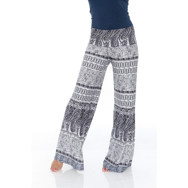 White Mark Women's Greystone Columns Paisley Palazzo Pants