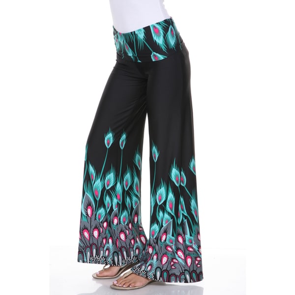 Shop White Mark Women's 'Peacocks of a Feather' Palazzo Pants - Free ...