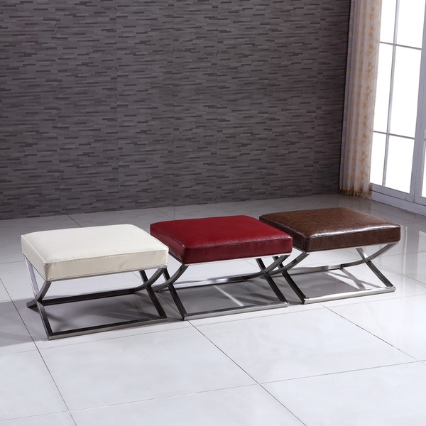 Signature Designs Modern Stainless Ottoman Bench