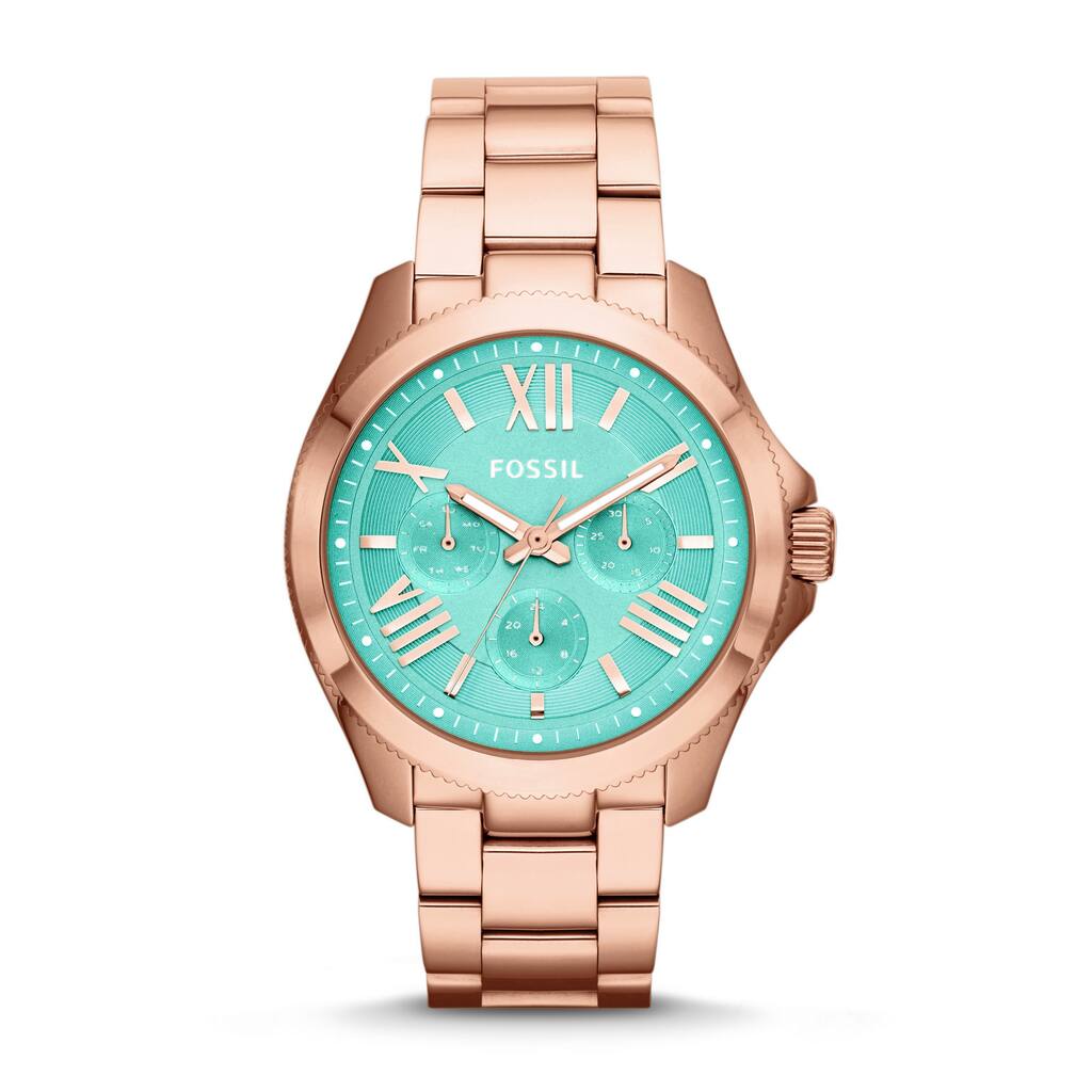 Fossil Women's Cecile AM4540 Rose goldtone stainless steel Analog Quartz Watch with Green Dial - Gold