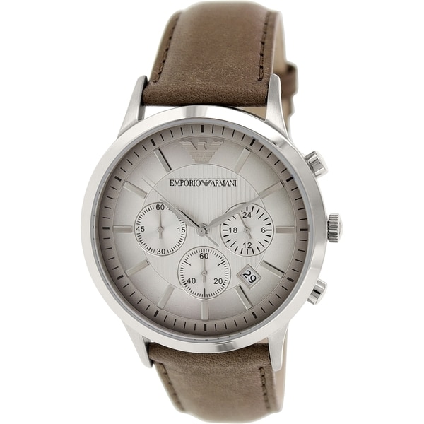 Emporio Armani Mens Classic AR2471 Brown Leather Analog Quartz Watch