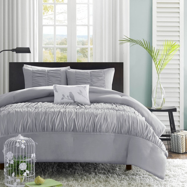 Mi Zone Delia Grey 4-piece Comforter Set