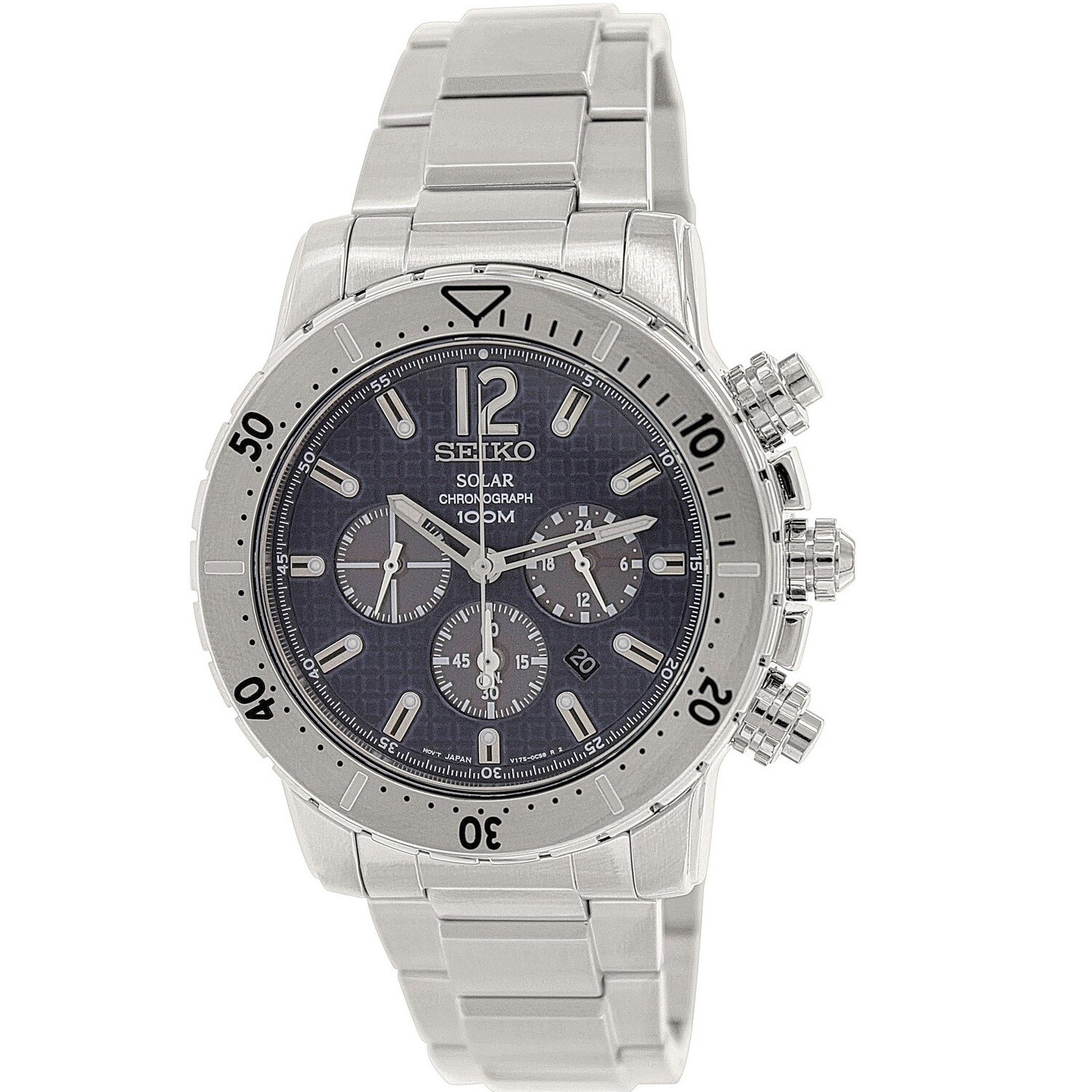 Seiko Men's Silver Stainless-Steel Quartz Watch with Blue Dial | eBay