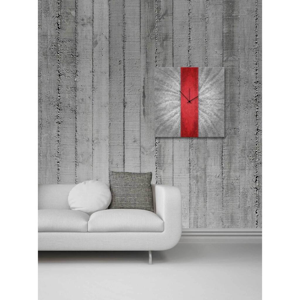 Metal Art Studio 'Red Stripe Clock' Colorful Large Modern Wall Clock