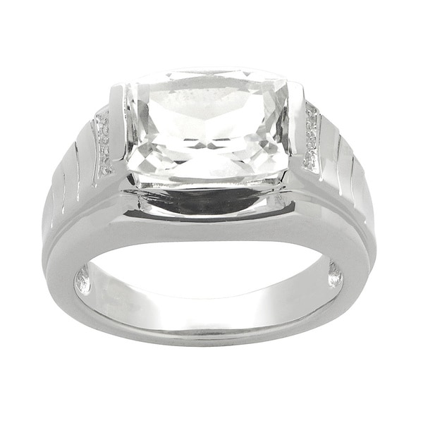 Glitzy Rocks Sterling Silver Square Cushion cut Gemstone and Diamond