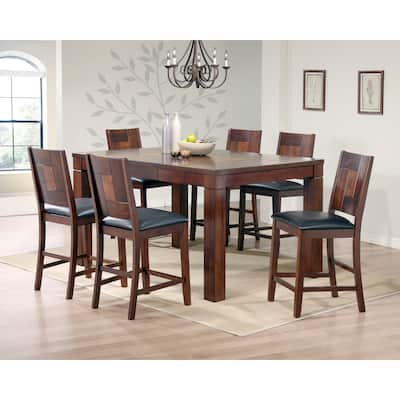 7-piece Walnut Veneer Pub Table Set