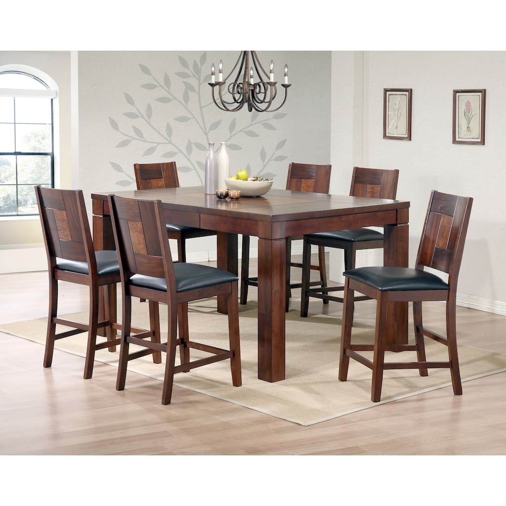7-piece Walnut Veneer Pub Table Set
