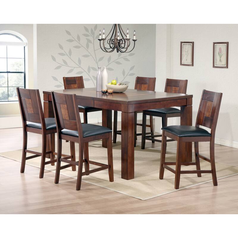 7-piece Walnut Veneer Pub Table Set