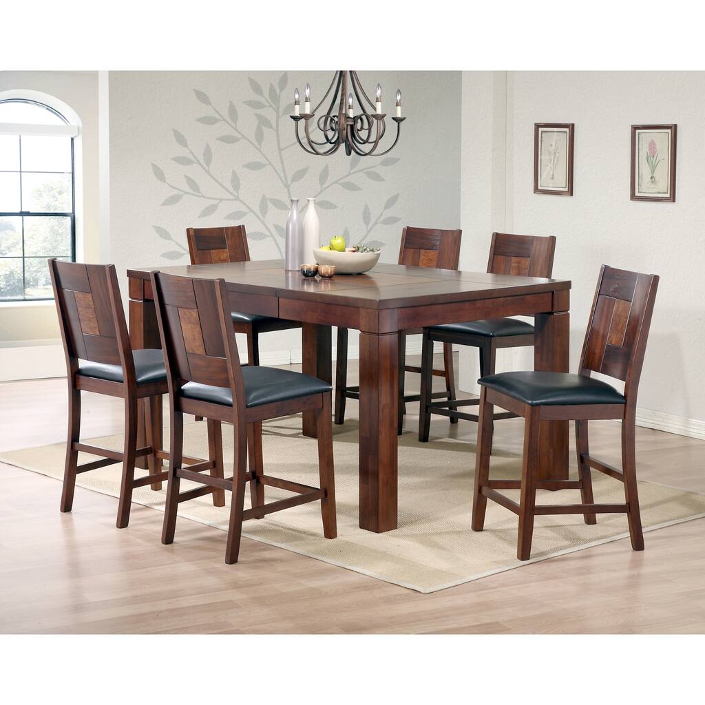 7-piece Walnut Veneer Pub Table Set