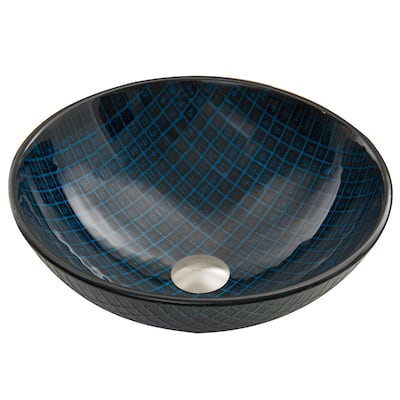 VIGO Blue Matrix Glass Vessel Sink