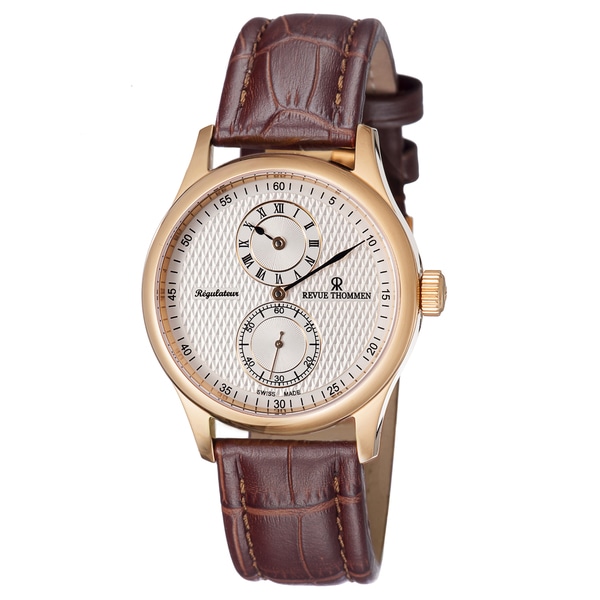 Revue Thommen Mens 16065.2562 Regulator Cream Dial Brown Leather