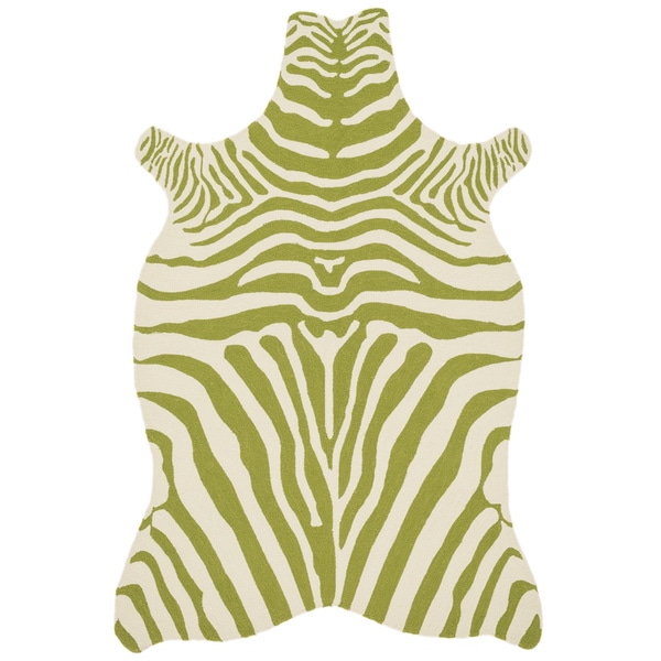Hand-hooked Indoor/ Outdoor Zebra Patio Area Rug