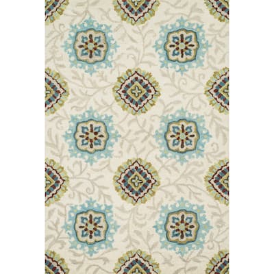 Hand-hooked Meadow Ivory/ Spa Wool Rug