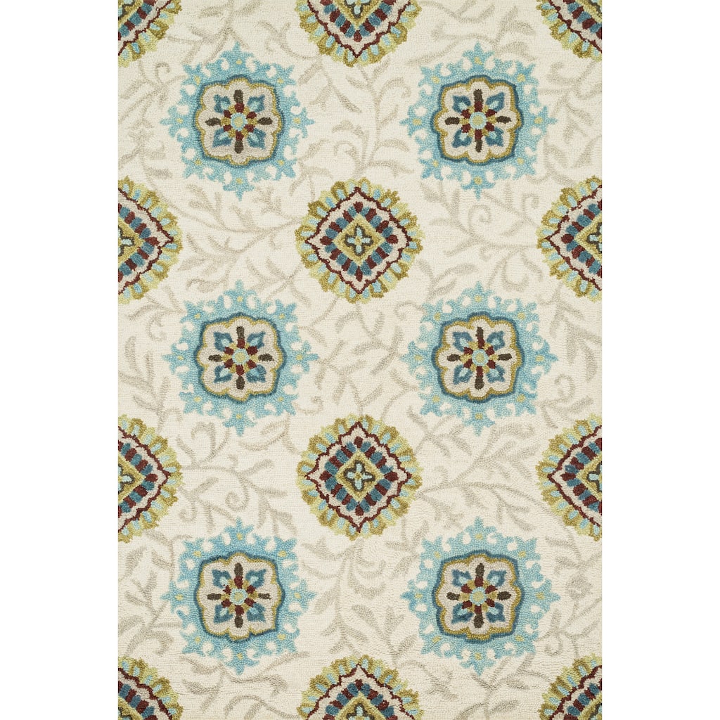 Hand-hooked Meadow Ivory/ Spa Wool Rug