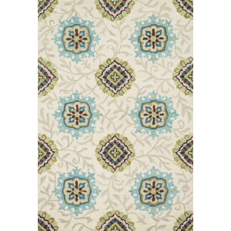 Hand-hooked Meadow Ivory/ Spa Wool Rug