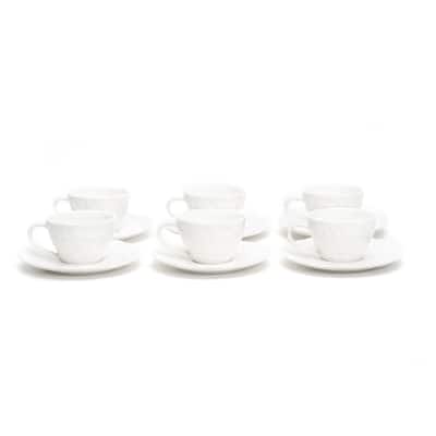 Red Vanilla Marble Cup and Saucer Set of 6