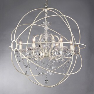 Rosielee 6-light Crystal 32-inch White Chandelier (White) - Chandeliers For Bedrooms by Overstock.com