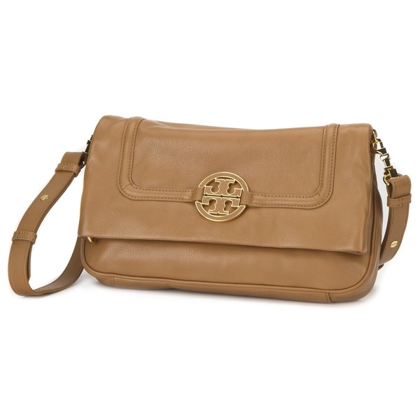 Shop Tory Burch Amanda Foldover Royal Tan Messenger Bag - Overstock ...