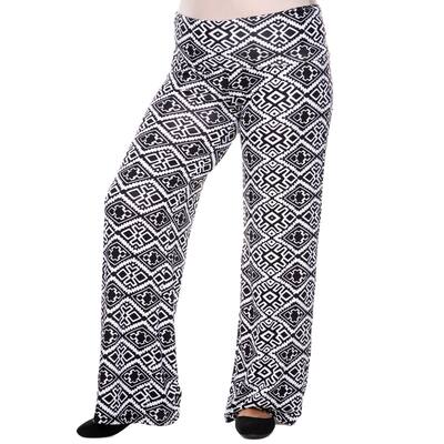 White Mark Women's Plus Size Diamond Maze Palazzo Pants
