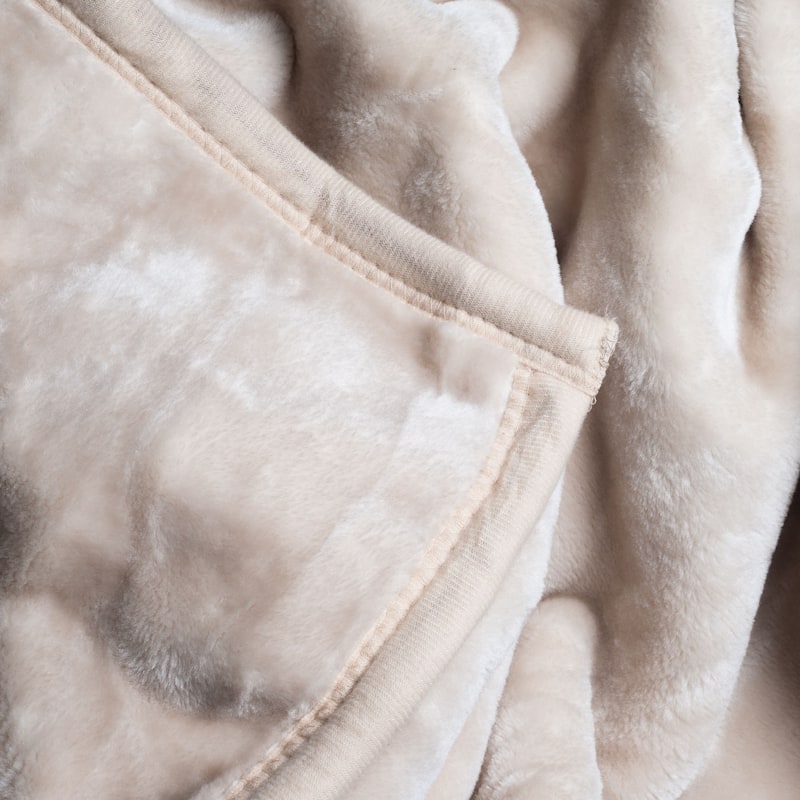 Lavish Home Soft Plush Faux Mink Beige Queen Size Blanket