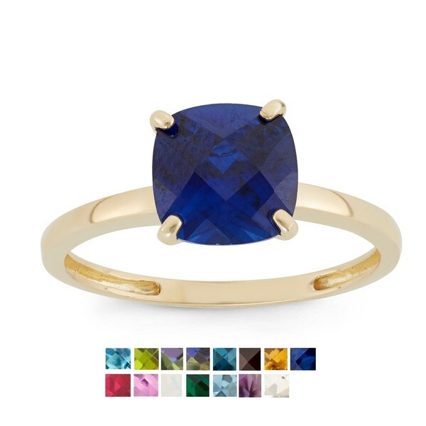 Gioelli 10k Yellow Gold Cushion-cut Birthstone Ring