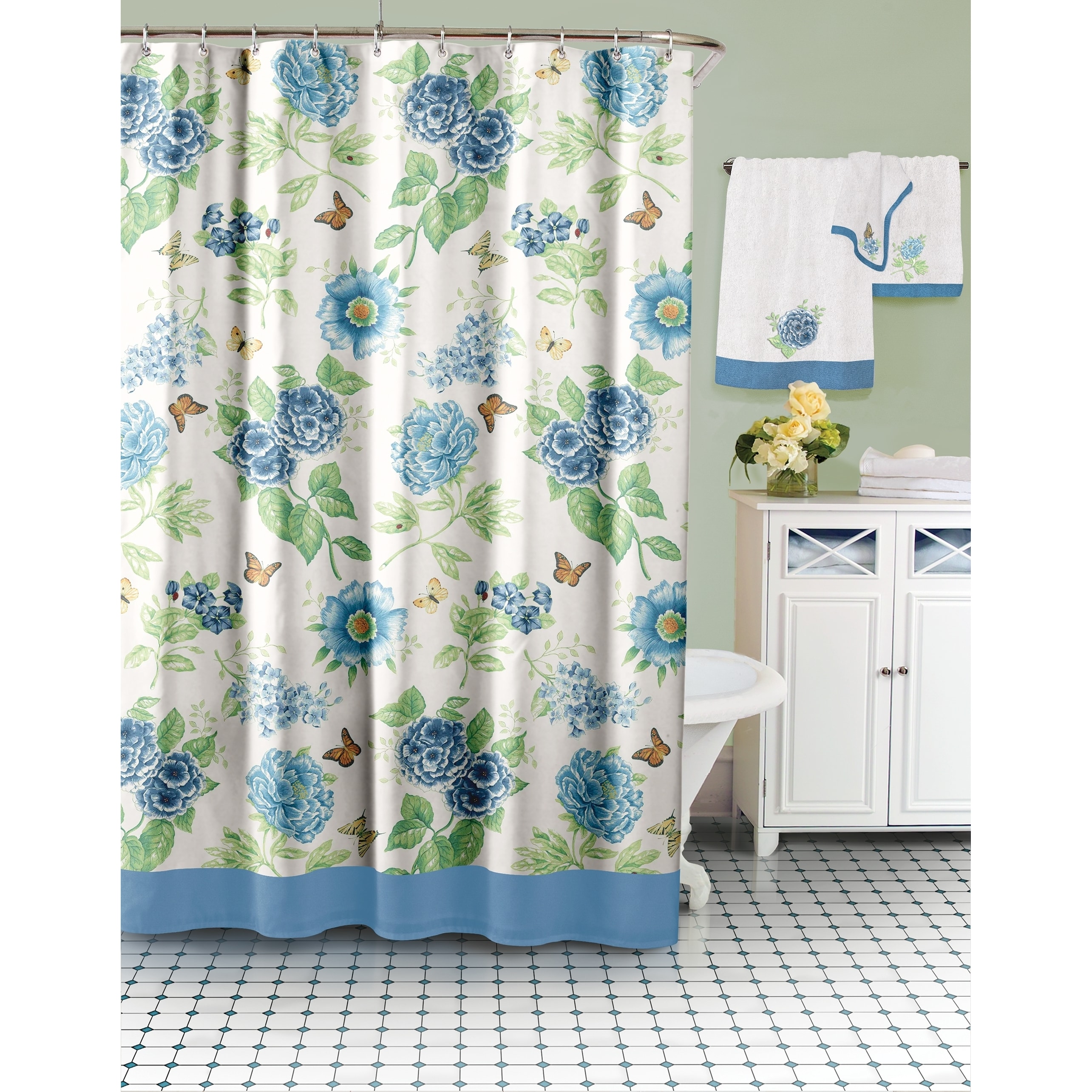 Shop Lenox Blue Floral Shower Curtain Free Shipping On Orders