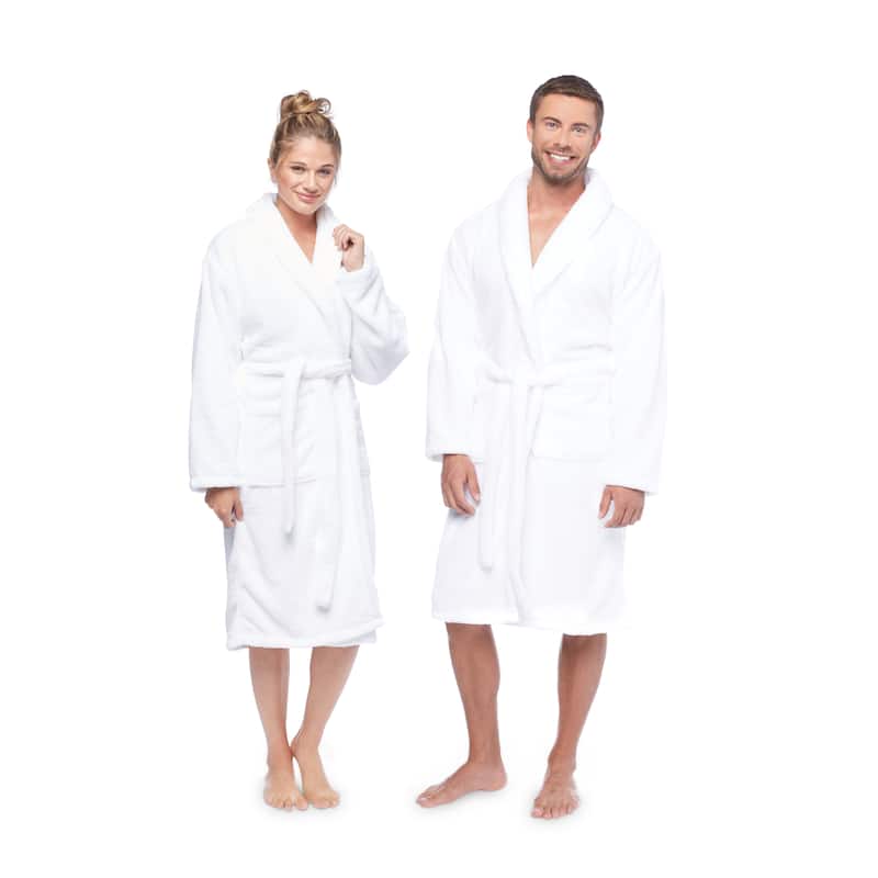 Authentic Hotel and Spa Unisex Microfiber White Bath Robe