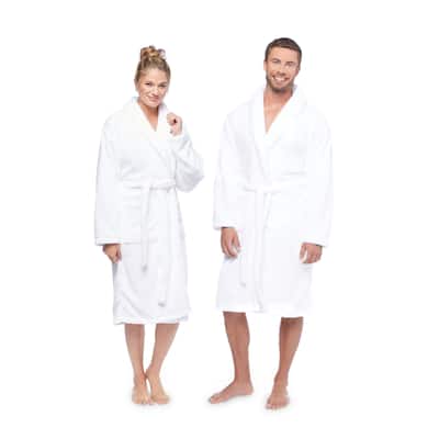 Authentic Hotel and Spa Unisex Microfiber White Bath Robe
