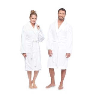 Authentic Hotel and Spa Unisex Microfiber White Bath Robe - Overstock ...