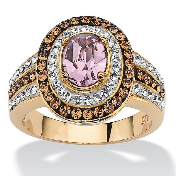 Oval-Cut Violet Crystal Cocktail Ring MADE WITH SWAROVSKI ELEMENTS 18k Gold over Sterling