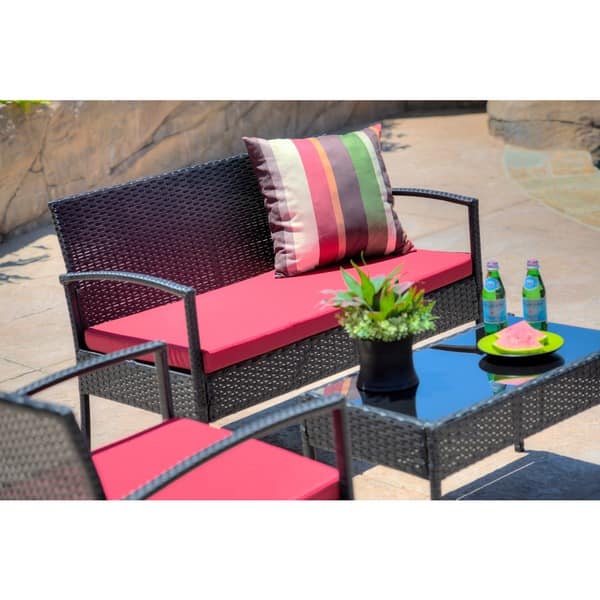 Shop The Hom Teaset 4 Piece Patio Conversation Set With Red