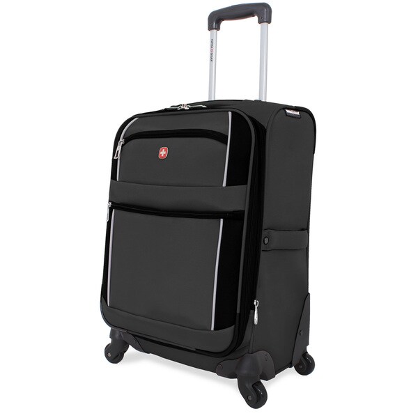 Shop SwissGear Charcoal/Black 20-inch Carry On Upright Spinner Suitcase ...