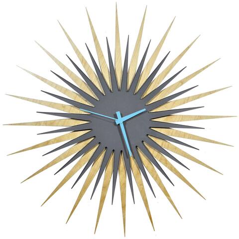 Modern Crowd Atomic Era Clock in Maple and Grey