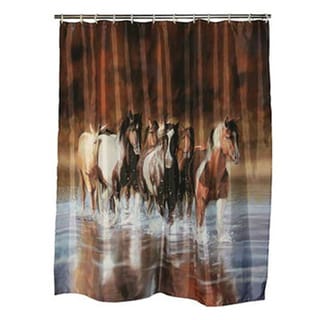River's Edge Products Charging Horses Shower Curtain