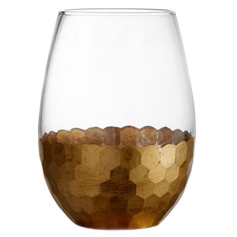 Fitz and Floyd Daphne 20-ounce Gold Stemless Glasses (Set of 4)