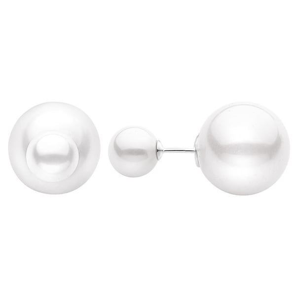 Shop Sterling Silver Shell Pearl Barbell Earrings - Free Shipping On ...