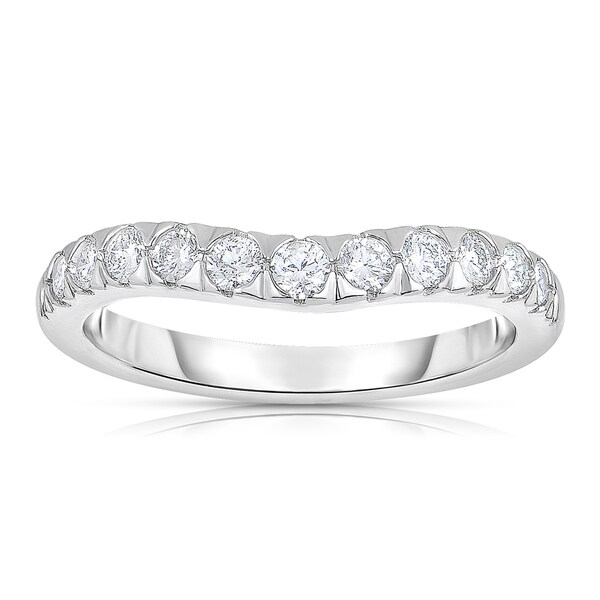 Shop Eloquence 14k White Gold 1/2ct TDW Curved Diamond Wedding Band ...