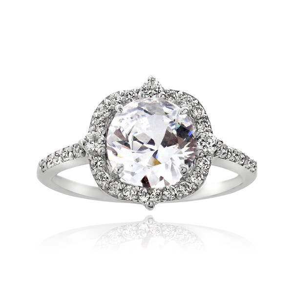 Icz Stonez Silver 4ct TGW Cubic Zirconia Ring