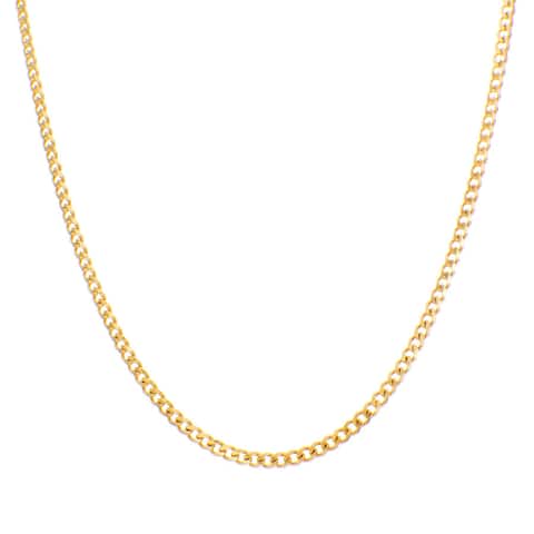 Roberto Martinez Yellow Gold Plated Silver 3.5 mm Curb Chain (18-30 Inch)