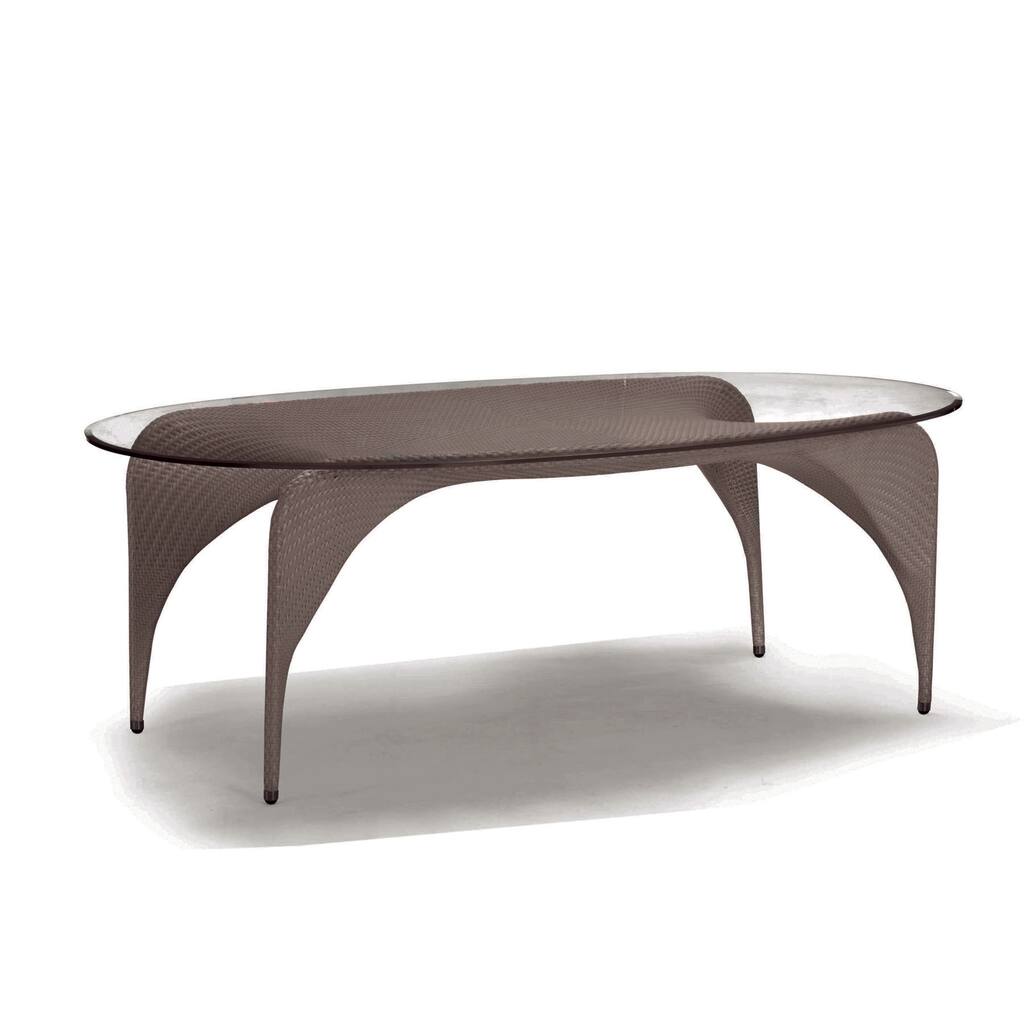 Oval Glass and Wicker Dining Table