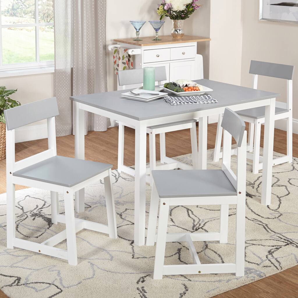 Simple Living Aria 5-piece Light Grey and White Dining Set