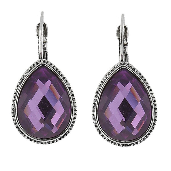 1928 Jewelry Silvertone Purple Teardrop Earrings Free 1928 Jewelry Silvertone Purple Teardrop Earrings