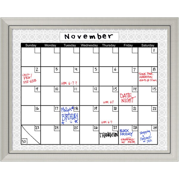 Shop 'Medallion Grey DryErase Board Calendar' 32 x 26inch Free